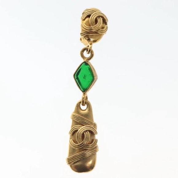 CHANEL COCO Mark Gripoa Earring metal Gold CC Auth BA4542V - Picture 2 of 14